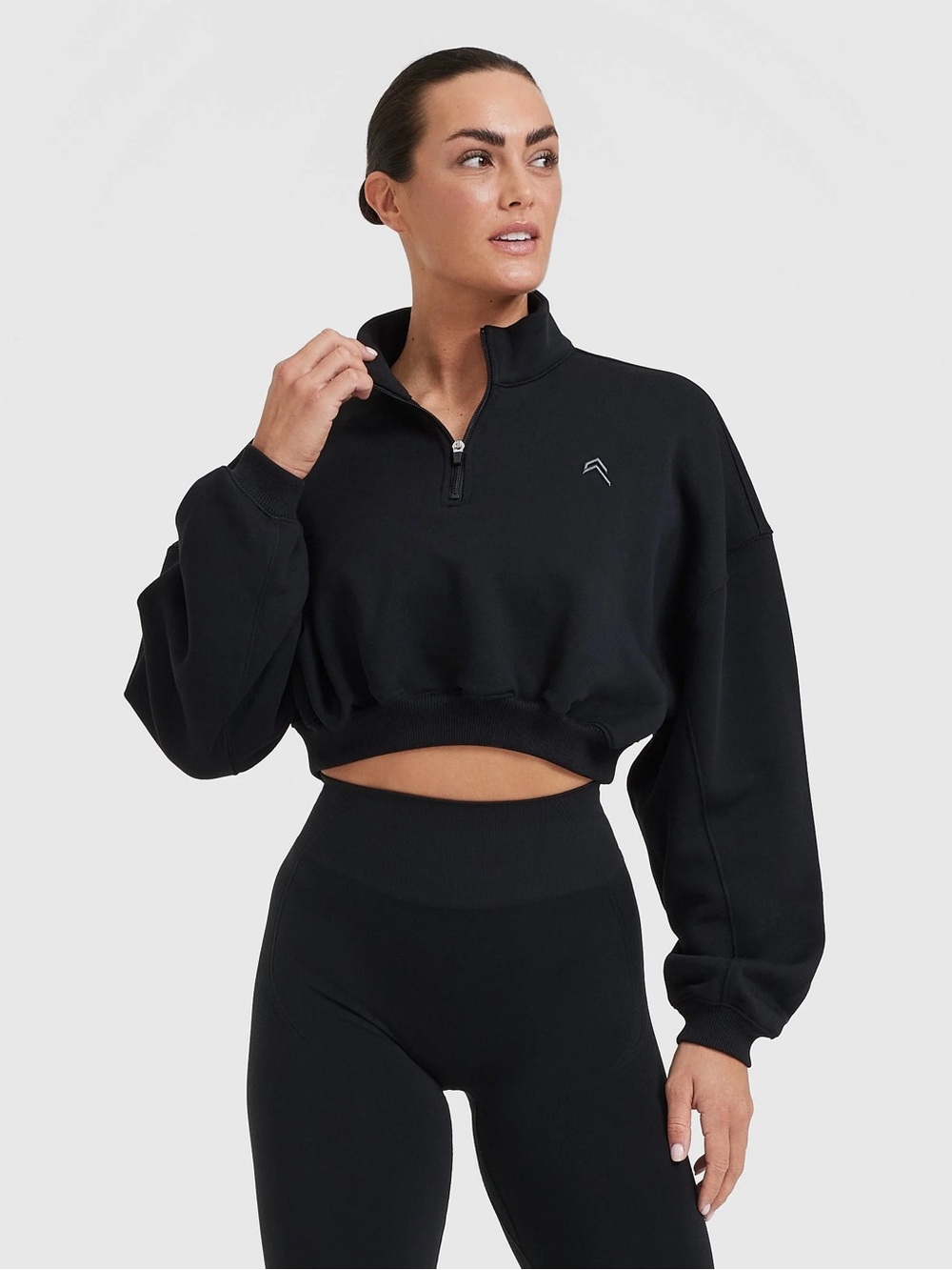 🆕 NWT Oner Active Black All Day Lightweight Cropped Quarter Zip Pullover XL